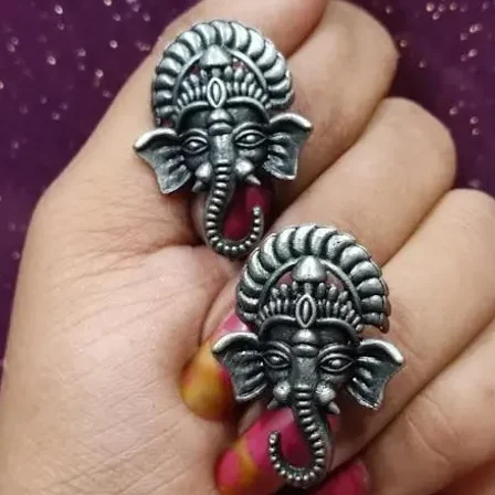 beautiful brass stud ganesha earrings for women