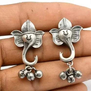 Silver Plated Lord ganesh earrings for women