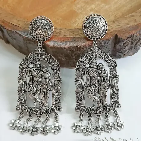 Divine lord krishna earrings with radha