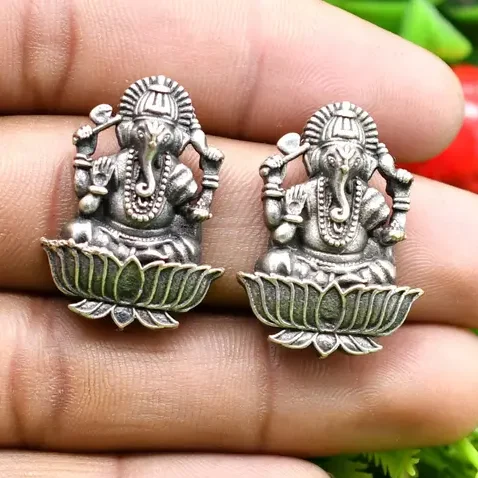 Attractive lord ganesh sitting on lotus earrings for women