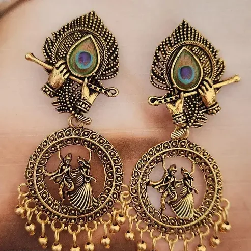 Soul Dancing Radha Krishna Earrings For Women - Raslila Earrings