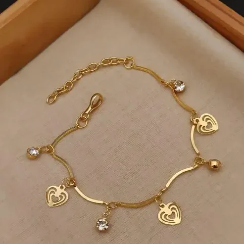 korean heart shape hanging charm bracelets for women