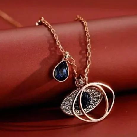 korean fashion blue evil eye necklace for women