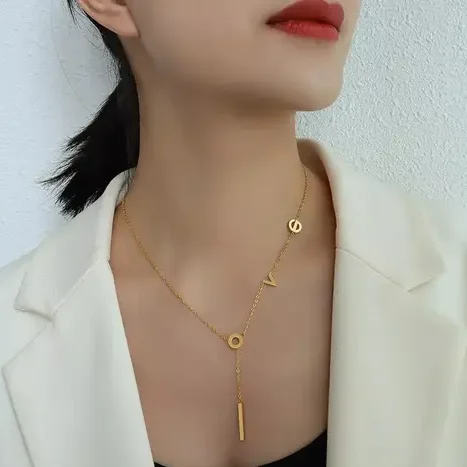 anti tarnish korean style necklace with roman symbols for women