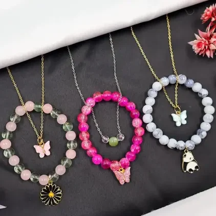 Bead bracelet with necklace combo for women