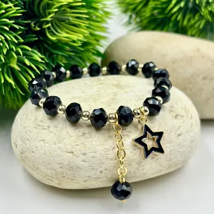 Korean fashion black star bead bracelet for woman