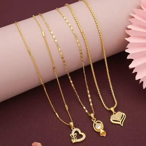 gold plated heart necklaces for women inspired from korean fashion