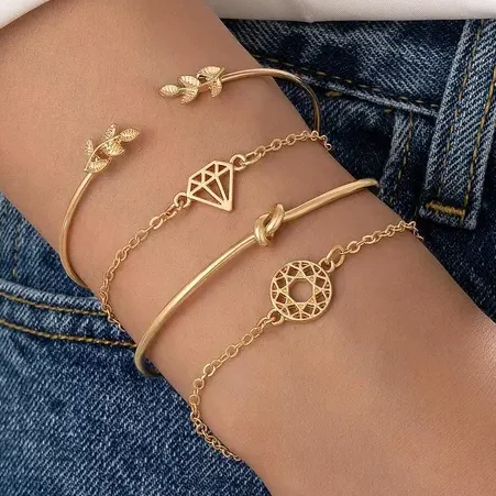 korean stack bracelet with geometrical shape