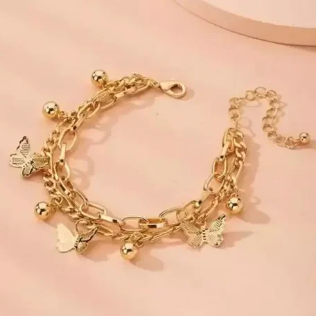 gold plated korean style butterfly bracelet for women