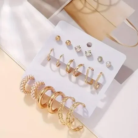 Stylish Korean Earrings Combo Pack with studs and hoops