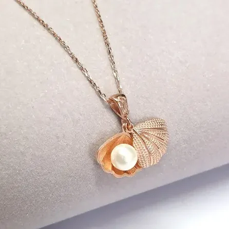 Korean style Pearl inside shell necklace for women