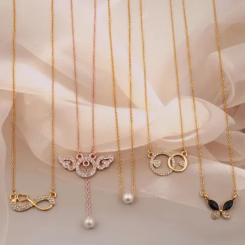 stylish gold plated korean style fancy necklaces combo for women