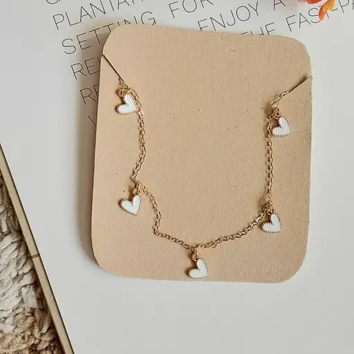 Korean Fashion Necklace with white heart pendants for women