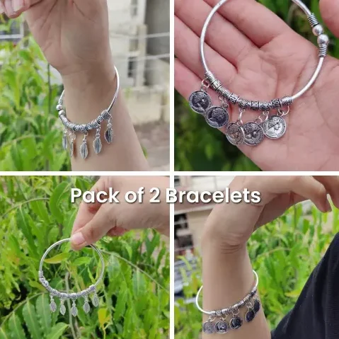 silver plated korean style charm bracelet for women