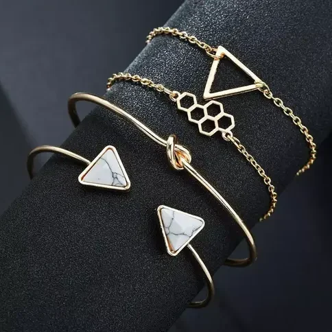 Korean minimalistic bracelet with geometric shapes for women