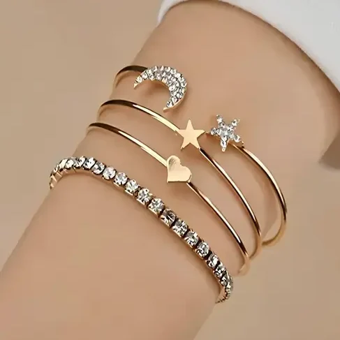 Moon and star inspired korean style bracelets for women
