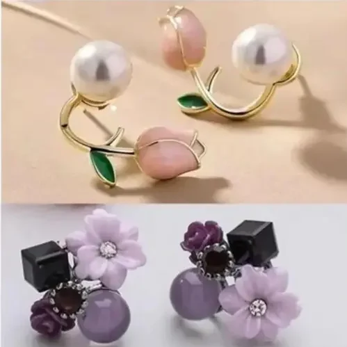 Korean Fashion Inspired Small Size Flower Earrings Combo pack for women